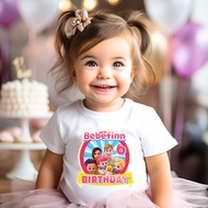 Bebefinn Print Cartoon Kids Birthday T-Shirts Baby Boys Girls Top Tees Children Casual Short Sleeve 