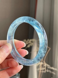 天然海藍寶冰透帶閃手鐲  重 35.1 克