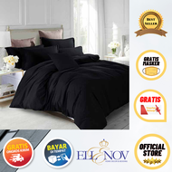 Ellenov Sprei Bedcover Set Bahan Katun Premium Warna Hitam Polos Black Terbaru 2021 Adem Dingin Home