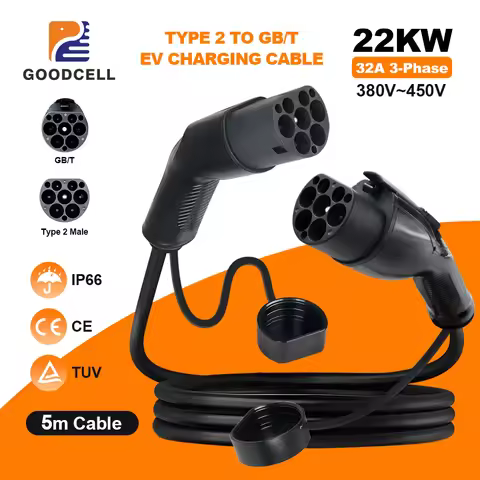 GOODCELL Type 2 to GBT 16/32A 11/22kw 3Phases Public EV Charging Cable For GBT Cars EV Socket EU Sta