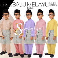 PG3☆ Brand Sempurna ☆ New Design Baju Melayu Budak Regular Slim Fit Cotton Nude Peach Purple Pink Se