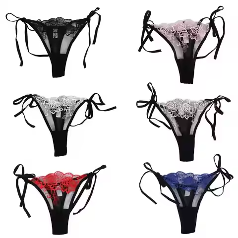 Seamless Women Transparent Hollow Out Lingerie Embroidery Panty Panties Underwear Brief
