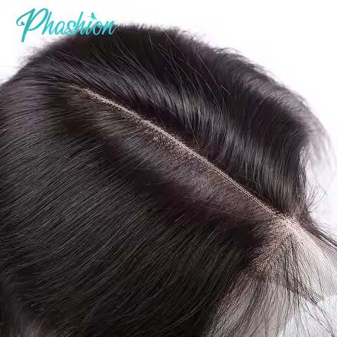 Phashion Kim K 2x6 Swiss Transparent Lace Closure Straight Wave Deep Parting Brazilian Remy Human Ha