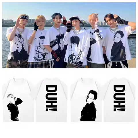 P1Harmony 2025 DUH Same T-shirt Kpop Print Summer Short Sleeve Tee for Fans Men Women Clothing Stree