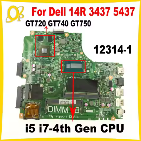 DOE40-HSW 12314-1 12307-2 for Dell 14R 3437 5437 Laptop Motherboard with i5 i7-4th Gen CPU GT720/740