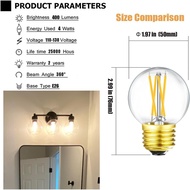 Leools Dimmable Wall sconces Edison Bulb G16.5 4W Equal 40 watt AC120V Clear Glass Soft White 3000K 
