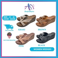 AIMILY Women Cross Style Wedges Heel Women Shoes Kasut Perempuan Kasut Tinggi Perempuan Kasut Wedges