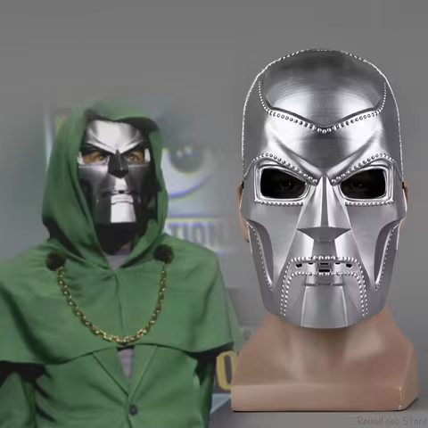 Movie Doctor Doom Cosplay Costume Mask Adult Unisex Helmet Visor Plastic Masks Accessory Headgear Ha