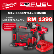 Milwaukee M12 Essential Combo Percussion Drill &amp; Impact Driver / FPP2A2-402X / Cordless Drill Combo Deal / Combo 1398