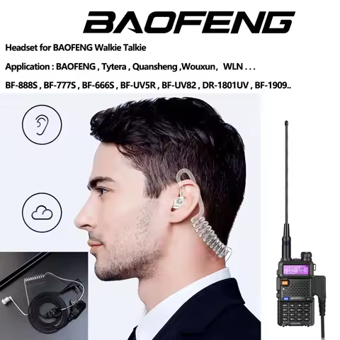 Baofeng Acoustic Headset For Walkie Talkie BF-888S UV-5R UV-82 UV-S9 Plus Air Tube Earpiece UV-16 Ma