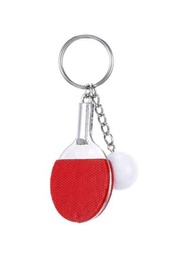 單個鍛造運動風紅色創意仿真乒乓球拍鍵扣掛件