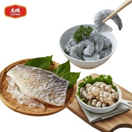 【大成食品】海鮮綜合組3入組-海蝦仁(150g)x1+草蝦仁(150g)x1+鸚哥魚片(150g)x1