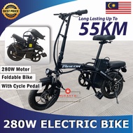 Skuter elektrik Electric scooter 280w Basikal elektrik scooter E bike pedal Sekuter elektrik 40km range Rechargeable