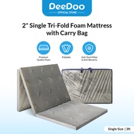 DeeDoo Single Tri-Fold Foldable Foam Tilam Lipat Mattress with Carry Bag Folding Portable Tebal (2")