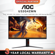 AOC U32G4ZMN | 31.5" 4K UHD | VA | 240Hz | 1ms (GtG) | HDR1000 | Mini LED Gaming Monitor