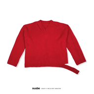 SUUBE Official Sassy V-neck Knit Sweater เสื้อกันหนาว เสื้อแขนยาว คอวี ทรงOversize ผ้าKnit
