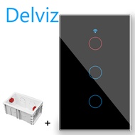DELVIZ Smart Wall Light Switch 120*72mm Crystal Glass Panel Home WiFi Graffiti APP Control 3 Gangs T