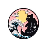 Catzilla japanese series enamel pin, japanese fashion bag brooch, tote bag