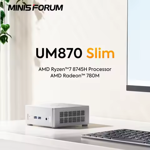 MINISFORUM UM870 Slim Ryzen 7 8745H Mini PC Windows 11 Pro DDR5 5600MT/s WiFi 6E Tri-Display HDMI2.1
