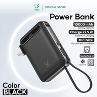(CCC & มอก.) UKIKI Powerbank All In One 10000mAh ชาร์จเร็ว PD20W สายชาร์จในตัว Type-C/Lightning ขาปล