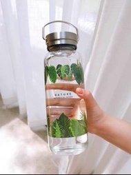 1000ml 1L 文青玻璃水壺/水樽💧見字飲水 Water bottle 運動 行山 郊遊 多喝水