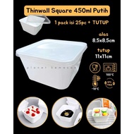 [Contents 25PC] thinwall square white 450ml thinwall box/ 450ml white contents 25pc food container b