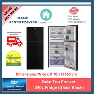 Beko Top Freezer 340L Fridge (Glass Black), Latest 2021 Model! (RDNT371E50VZGB)