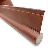1pc Coffee-Colored Single-Sided Hook-And-Loop Door Crack Doorway Bottom Seal Strip (PU Leather + Foa