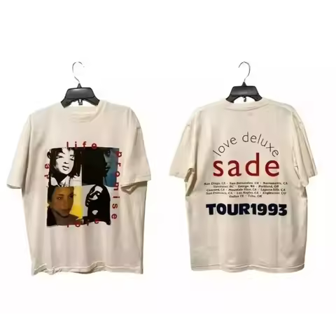 Summer New Men's and Women's Street Wear American Retro 1993 Sade Love Tour 1993 T-shirt