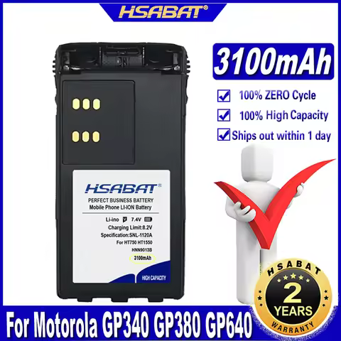 HSABAT HNN9013D 3100mAh Battery for Motorola GP340 GP380 GP640 GP680 HT1250 HT750 GP328 PRO5150 MTX8