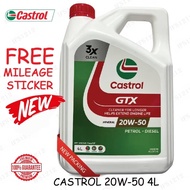 HOT SALES ORI CASTROL GTX 20W50 4L SN/CF ENGINE OIL PETROL / DIESEL 20W-50 20W 50 HILUX HYUNDAI KIA 