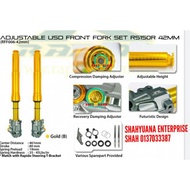 NEW ARRIVAL 🔥🔥RAPIDO ADJUSTBLE USD FRONT FORK SET 42MM WITH LIGHTS WEIGHT STEERING T