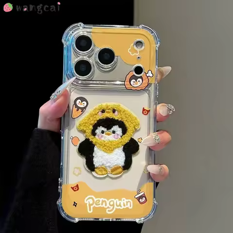 Cute Plush Embroidery Penguin Phone Case For Samsung Galaxy A04 A03 Core A03S A02S A2 A01 Core A01S 