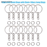 50pcs Keychain Rings with Chain and 50pcs Open Jump Rings DIY Key Chain Set