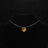 VAN CLEEF&ARPELS(梵克雅寶) Vintage Alhambra 中號單花項鏈 新扣 18K黃金/虎眼石 項鏈 黃金