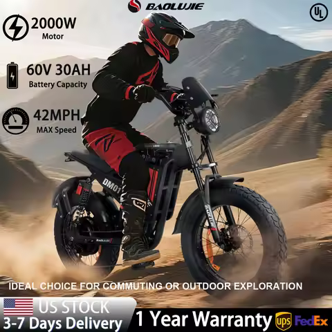 BAOLUJIE DM01 Moto Adults Electric Bicycle 2000W Motor 60V 30AH E bike Mountain Bike 42MPH Electric 