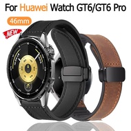 Leather Silicone Strap for Huawei Watch GT6 5 GT6 5 Pro 46mm Smart Watch Band Magnetic Buckle Bracel