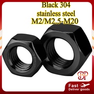 Grade A2-70 Hex Nut DIN934 Black 304 Stainless Steel / SS304 Hexagon Nut DIN934 M2/M2.5/M3/M4/M5/M6/