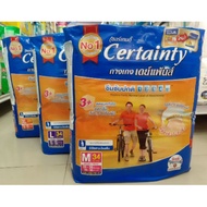 สินค้าพร้อมส่ง ผ้าอ้อม CERTAINTY เซอร์เทนตี้ เดย์แพนส์ กางเกงซึมซับปกติ สัมผัสนุ่ม ไซส์ M 34 ชิ้น , 