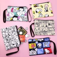 Cartoon Snoopy Coin Purse Large Screen Mobile Phone Bag Thick Canvas Cute Clutch Wristband Zipper Key Storage Bag 【OCT】