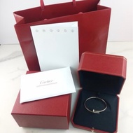 ❣️ 極新全配🇹🇼2025/7台灣購入 Cartier 玫瑰金釘子細款手環17號 JUSTE UN CLOU手環，小型款，鑽石