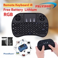 Remote Keyboard i8 RGB-Lithium 7 Colour Backlight For PC / TV / TV BOX / GAME (Free Battery)
