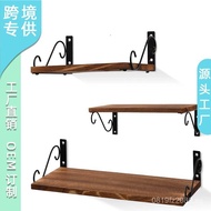 Iron Art European and American Style Multi-layer Wooden Board Flower Stand Wall-mounted Bookshelf Si