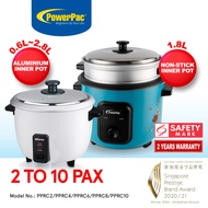 PowerPac Rice Cooker 0.6L/1.0L/1.5L/1.8L/2.8L with Aluminium inner pot  (PPRC2, PPRC4, PPRC6, PPRC8, PPRC10)