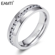 EAMTI Titanium Ring Cubic Zirconia 6MM Engagement Ring Wedding Band for Women Men Size 4-13