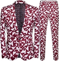 XYLFF Men's Sets Suits for Men Groom Tuxedo Wear Casual Man Blazer New Man Fashion Red Party 2pcs (Color : A, Size : Chinese Size 5XL)