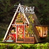 [rolife rolife Triangle Cabin] Handmade diy Cabin Art House House European Villa Miniature Model Gif