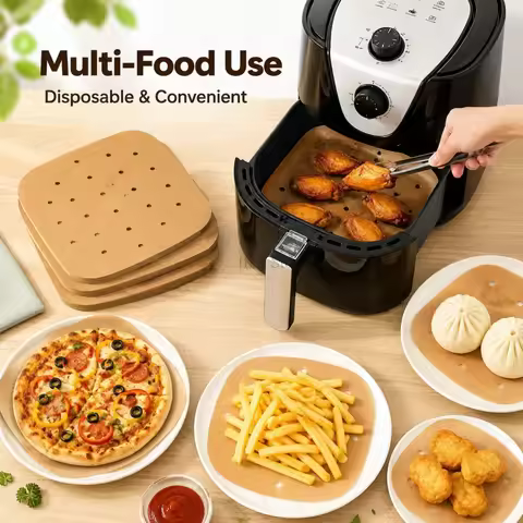 Air Fryer Parchment Liners 50/100/500Pcs Square Disposable Perforated Paper Sheets for Baking Roasti