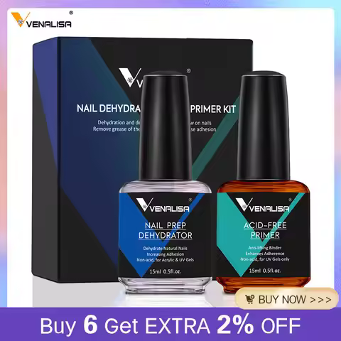 VENALISA Bonder Nail Prep Dehydrator and ACID-FREE Primer Acrylic UV Gel Base Coat Primer Air Dry Na