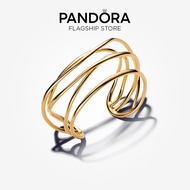 Pandora Essence 14K Gold Plated Organically Shaped Wired Open Bangle